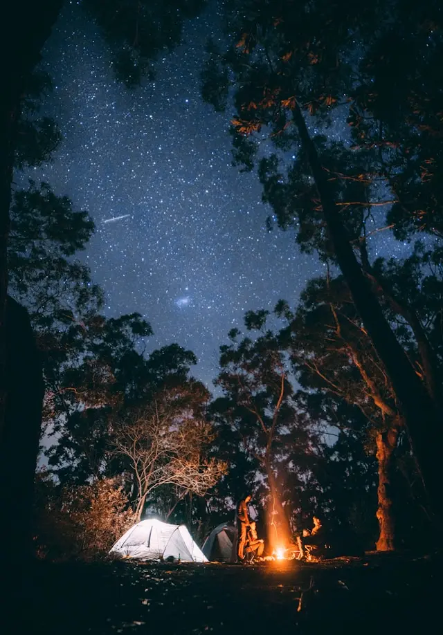 A night time camping scene